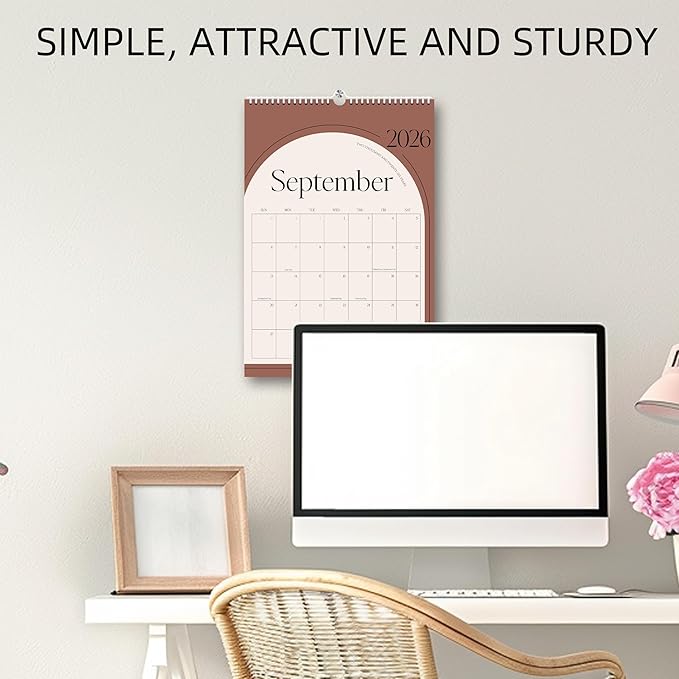Aesthetic Wall Calendar 2026, 12 Monthly Vertical Calendar January 2026 to December 2026, 15" x 10" Modern Wall Hanging Calendar for School, Home, Office for Monthly Organizing & Planning (Green Vertical )