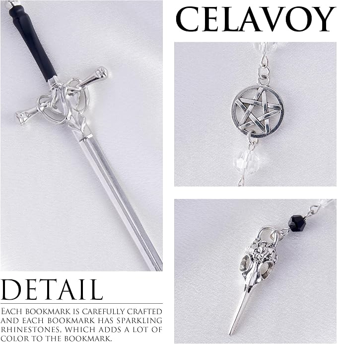 Halloween Gothic Sword Bookmark - Unique Crow Charm Metal Book Marks for Women Men Cool Page Mark Birthday Bookish Gifts School Reading Accessories for Students Teachers Lovers Readers