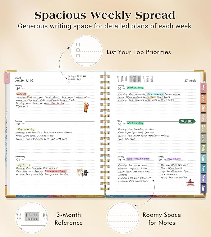 Academic Planner 2026-2027, Hardcover Weekly and Monthly Calendar Planner from July 2026 - June 2027, 8.5" x 11" A4 Large Daily Agenda with Tabs, College School Organizer for Student Teacher, The Tree of Life in Oils