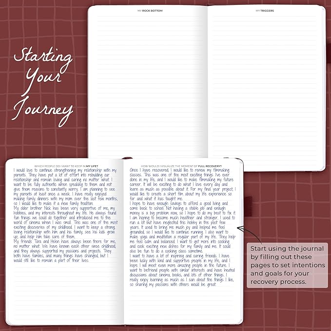 Clever Fox Addiction Recovery Journal – Addiction Treatment Planner & Workbook – Daily Sobriety Journal for Recovery Progress, A5 (Burgundy)