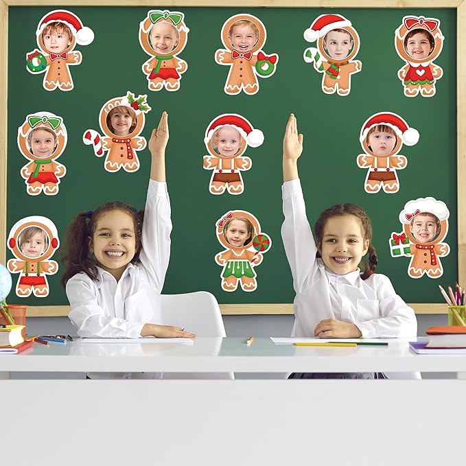 50 Pcs Christmas Gingerbread Cutouts, DIY Bulletin Board Decoration Photo Crafts Xmas Gingerbread Man Set for Winter Holiday Xmas Party School Classroom Home Window Wall Decor Supplies