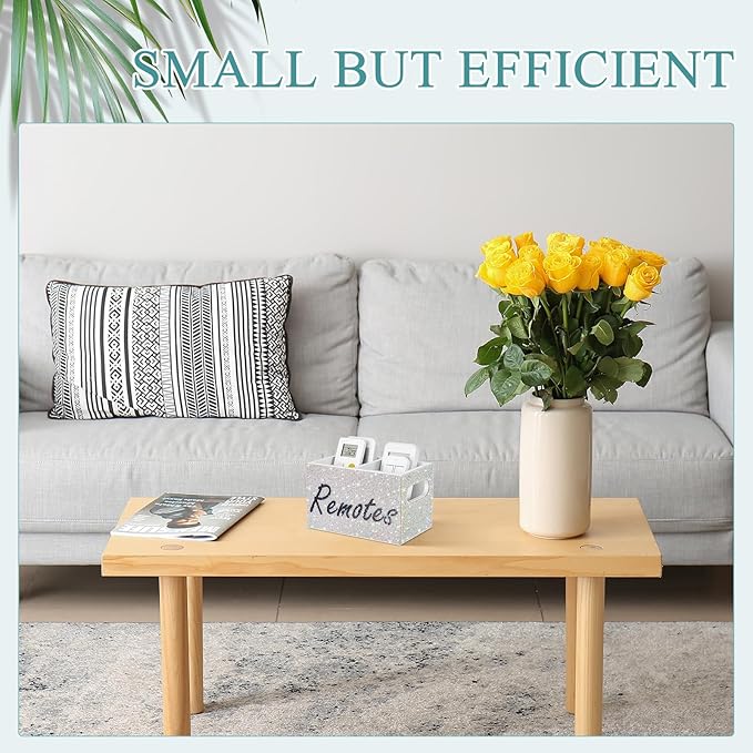 MotiMind Bling Rhinestone Remote Control Holder Crushed Diamond 2 Compartment Decorative TV Remote Caddy Organizer Storage Box Table Nightstand with and Label, Sparkly Gifts for Christmas(White)