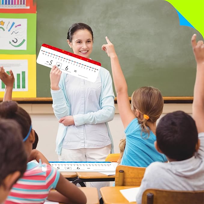 15 Packs Number Line Dry Erase Boards, Double Sided Writable and Erasable Board-0 to 20 on One Side & -10 to10 on Other Side Math White Board for Kids, Students, Classroom and Home (12” x 4”)