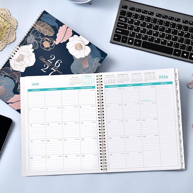 2026-2027 Monthly Planner - 9" x 11" 18 Months Calendar Planner, Jul. 2026 - Dec. 2027, 26-27 Monthly Calendar Planner, 18 Monthly Planner/Calendar 2026-2027 with Tabs, Back Pocket, Twin-Wire Binding