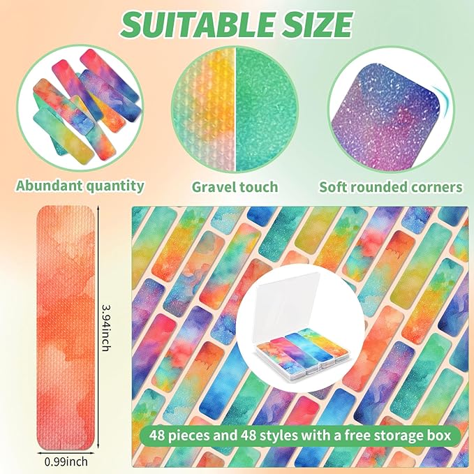 48 Pieces Calm Anxiety Sensory Stickers - Sensory Strips Different Textures with Storage Box for Office - Adult & Teen Stress and Fidget Relief Stickers (Cloud Style)