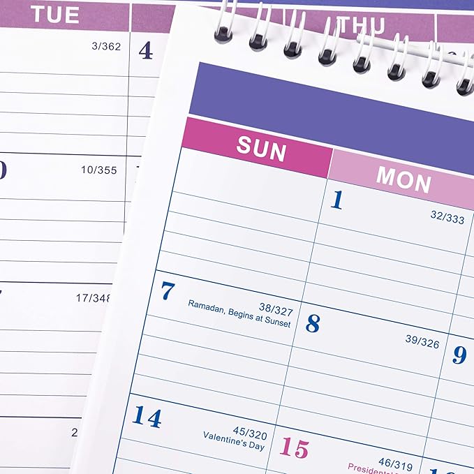 Wall Calendar 2026-2027 - Calendar 2026-2027, Jul. 2026 - Dec. 2027, 11" x 8.5", 18 Monthly Calendar 26-27, Hanging Hook + Ruled Blocks - Purple