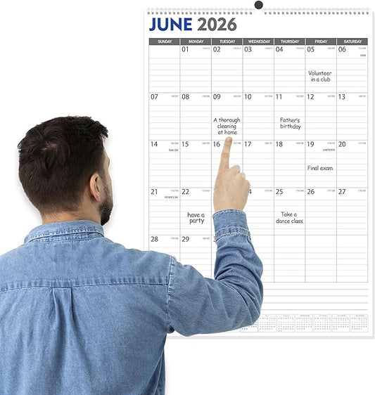 GuassLee Large Wall Calendar 2026-2027, 22"x15" Vertical Wall Calendar 2026, Jun. 2026 to Dec. 2027, 19-Month Paper Hanging Planner Wall with Julian Date for Office Home Planning & Organizing