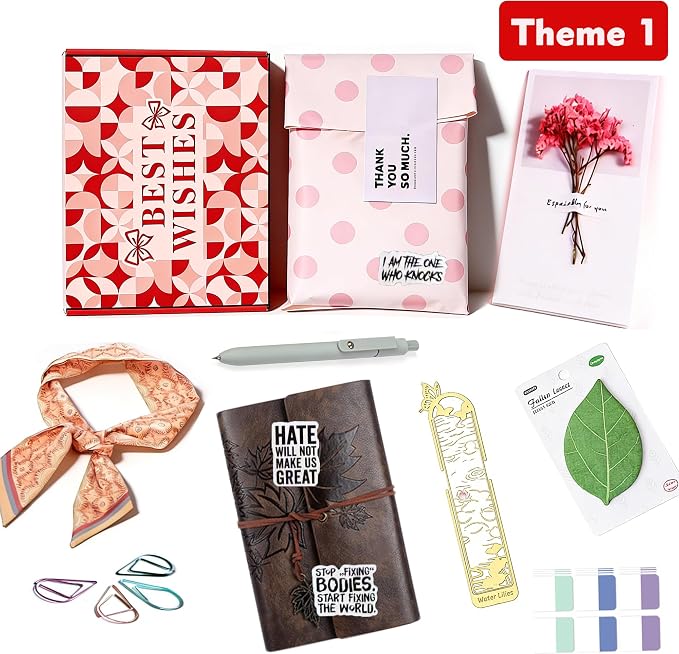 Blind Date with a Book for Book Lovers Gifts Box-10 Types of Books with Leather Retro Notebook,Luxury Bookmark,Scarf,Tags,Pens etc...Random Chosen Book with Goodies Perfect for Mother’s Day,Women