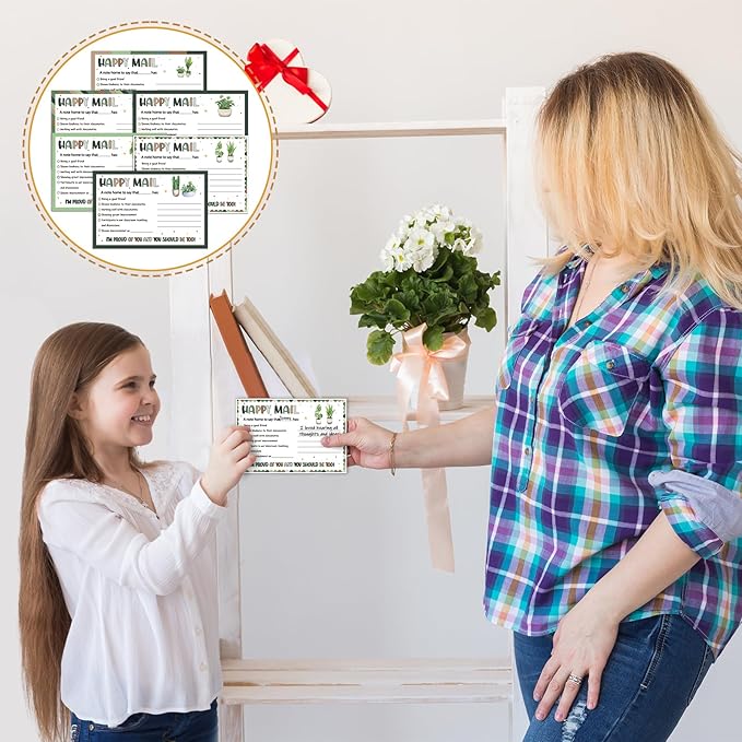 60Pcs Greenery Happy Mail Teacher Notes to Parents Classroom Good Behavior Incentive Motivational Cards Positive Postcards to Send Home for Classroom Kindergarten Elementary School