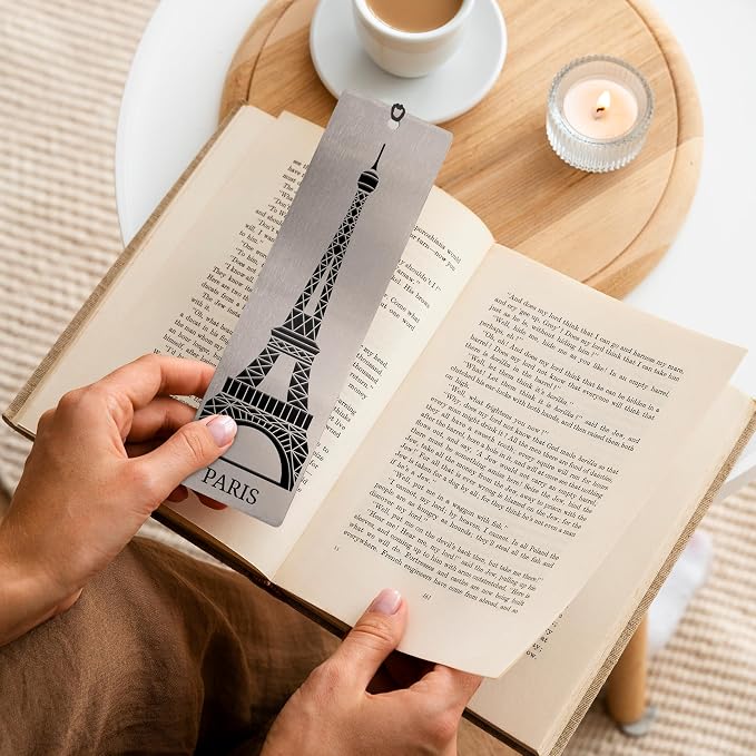 Stainless Steel Bookmarks – Set of 3 Featuring Eiffel Tower, Big Ben, and Statue of Liberty, 150x40mm, Laser-Engraved, Durable Metal, Perfect for Book Lovers & Unique Gift Ideas. Traveler’s Series