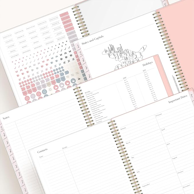 Blue Sky Rachel Parcell 2026 Weekly and Monthly Planner Calendar, January 2026 - December 2026, 8.5" x 11", Clear Pocket Cover, Durable Twin Wire Binding, Laminated Tabs, Pocket, Stickers, Cherie