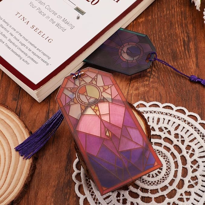 2 PCS Bookmarks with Tassel, Sun and Moon Bookmarks for Women (BKM-047-F2)