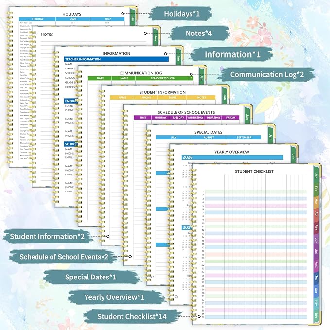 Teacher Planner 2026-2027, July 2026 to June 2027 Academic Year, 8.5" x 11" Lesson Planner Book for Teachers with Colorful Tabs, Teacher Calendar for Classroom or Homeschool, Hardcover, Blue