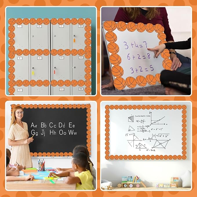 30 PCS Basketball Theme Magnetic Bulletin Board Borders 35 Ft Classroom Borders Precut Strips Reusable Sports Magnetic Bulletin Board Decorations for Classroom Office & Activity Room Accessories