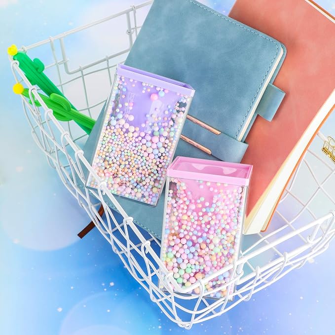 Zonon 2 Pieces Bubble Pen Holder for Desk Cute Makeup Brush Organizer & Pencil Holder with a Playful Sphere Design, Kawaii Desktop Accessories for Women, Office & School(Pink and Purple)