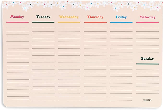 ban.do Weekly Planner Notepad, Desk Planner/Calendar Pad with 52 Sheets, Undated Weekly Desktop Calendar/Agenda (Pink/Green)