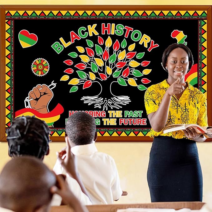 JarThenaAMCS 85 Pcs Black History Month Tree Bulletin Board Decoration African American Inspirational Tree Leaves Paper Cutouts Juneteenth Freedom Day Decor for Classroom Home Office Wall Decor