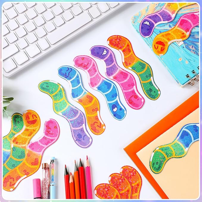 100 Pcs Worm Bookmarks Bulk for Kids End of The Year Gifts for Students Back to School Bookmarks for Students Teachers Classroom Rewards Reading Party Favors for Book Lovers Bookish Supplies