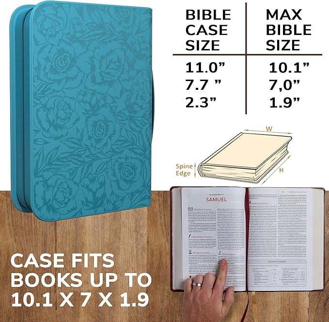 DEHITE Bible Cases for Woman — Leather Bible Covers for Women — Carrying Bag for Woman — Pen Slots — Zippered Pocket — Premium Faux Leather Holder — Christian Floral Accessories