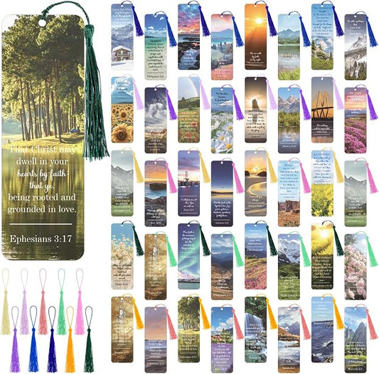 Gueevin 80 Pack English Religious Bible Christian Verses Bookmarks Books with Tassels Inspirational Church Supplies for Women Student School Church Study Group