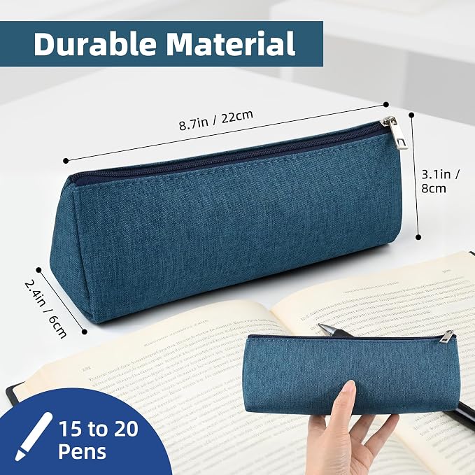Green Large Capacity Pen Bag Portable Stationery Pouch Premium Nylon Oxford Cloth Zipper Organizer for Office Business Travel