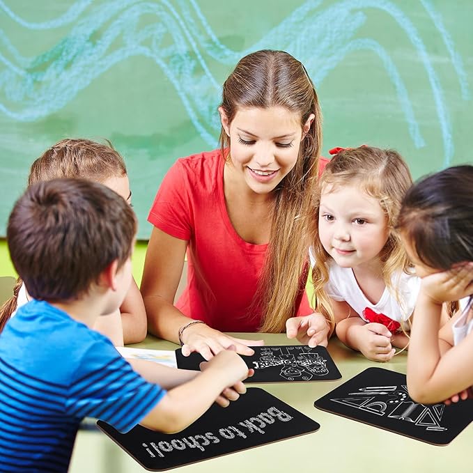 6 Pcs Chalk Board for Kids Bulk 9.5" x 12" Double-Sided Wooden Frameless Chalkboard Sign Blackboard for Kids Student School Classroom Home Office Restaurant Birthday Party Favors