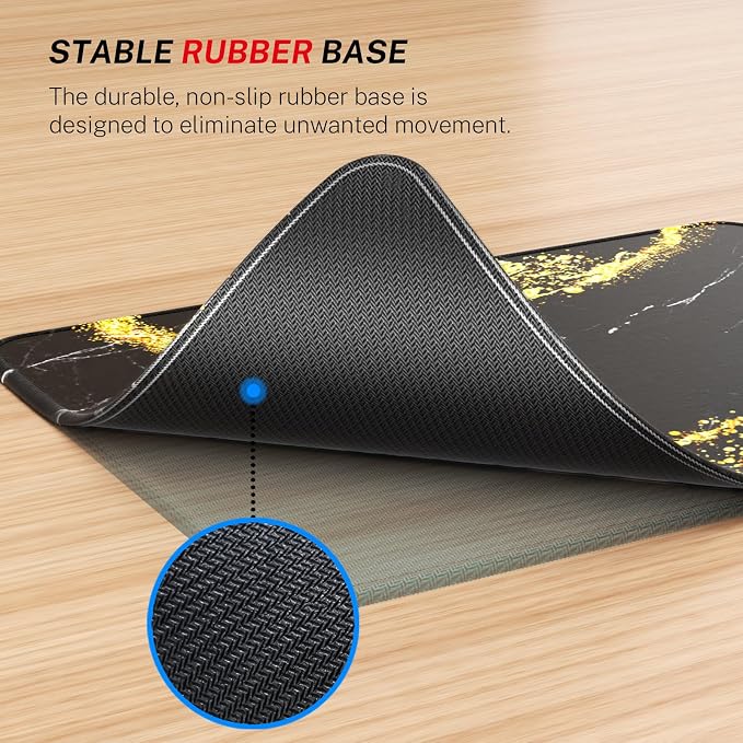 MROCO Essential Office & Gaming Mouse Pad, 8.5 x 11 Inch, Black Gold | Anti-Fray Stitched Edges, Functional Pattern Design, Non-Slip Rubber Base, Water and Stain Resistance