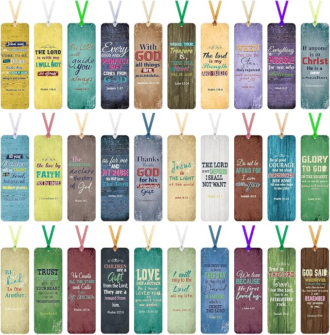 Chinco 120 Pack Father's Day Christian Bookmarks for Men Inspirational Scripture Christian Book Markers Gifts for Women Bulk Retro Page Clips Presents for School Office Supplies