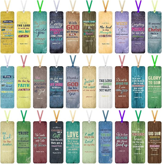 Chinco 120 Pack Father's Day Christian Bookmarks for Men Inspirational Scripture Christian Book Markers Gifts for Women Bulk Retro Page Clips Presents for School Office Supplies