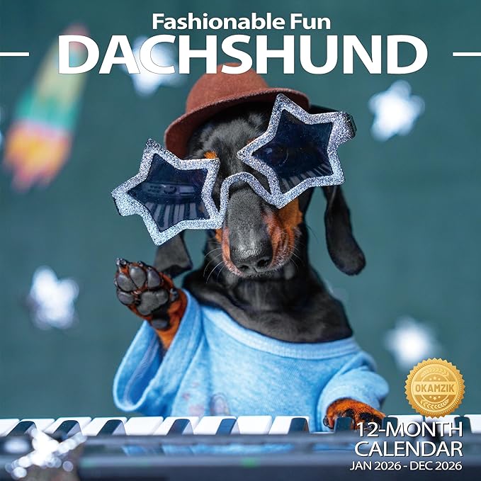 Wall Calendar 2026 Planner Calendar - Fashionable Fun Dachshund Hangable Monthly Wall Calendar with Large Blocks for Organizing & Planning, Academic Schedule, Home, Office & family, Thick & Sturdy Paper (12"x24" Open)