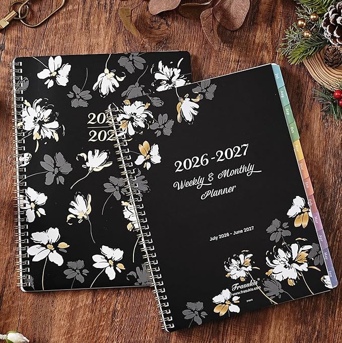 Planner 2026-2027- Weekly Monthly Academic Planner 2026-2027, July 2026 - June 2027, Calendar Planners with Colorful Tabs, Inner Pocket, Floral Cover, 8.5'' x 11''