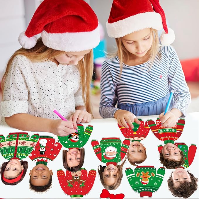 60pcs Christmas Theme Cutouts Ugly Sweater Bulletin Board Decorations Xmas Ugly Sweater Paper Cut-Outs Classroom Decor for Xmas Classroom DIY Craft Photo Wall Door Christmas Winter Party Supplies