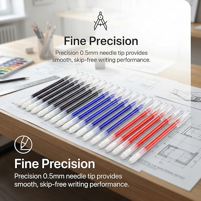 Volcanics Erasable Gel Ink Pens 20 Pack – 7 Black, 7 Blue, 6 Red Heat Erasable Gel Pens, Smooth Writing, No Refill Needed, No Smudge, for School, Office, Journaling, Note Taking