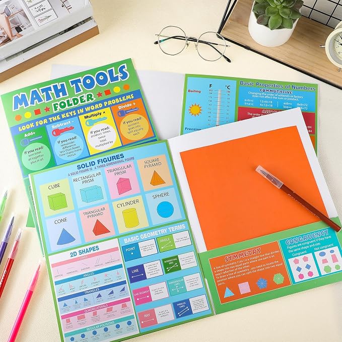 Colarr 12 Pcs Writing Process Pocket Folder 4 Pocket Laminated Students Writing Process Folders School Supplies for Kids Educational and Learning Activities, 9.5 x 12 Inch