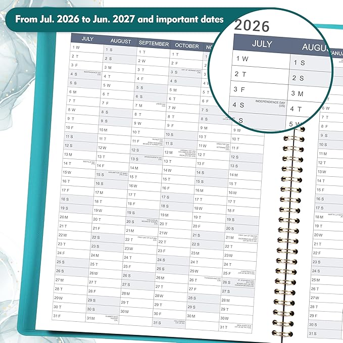 2026-2027 Weekly Appointment Book - Appointment Book 2026-2027 with Soft Cover, Jul 2026 - Jun 2027, 8.26"x 11.4", Daily/Hourly Planner with Tabs, 15 Minutes, Wirebound - Green