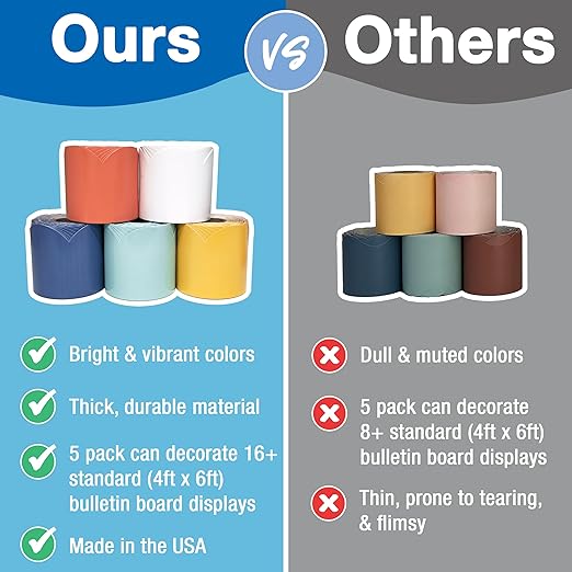 Carson Dellosa Retro Bulletin Board Borders - 325ft Pink, Yellow, Orange, Green, Brown Groovy Classroom Décor, Teacher Supply, School, Office Cork or Whiteboard, Wall, Locker, Party Decoration 5 Pack