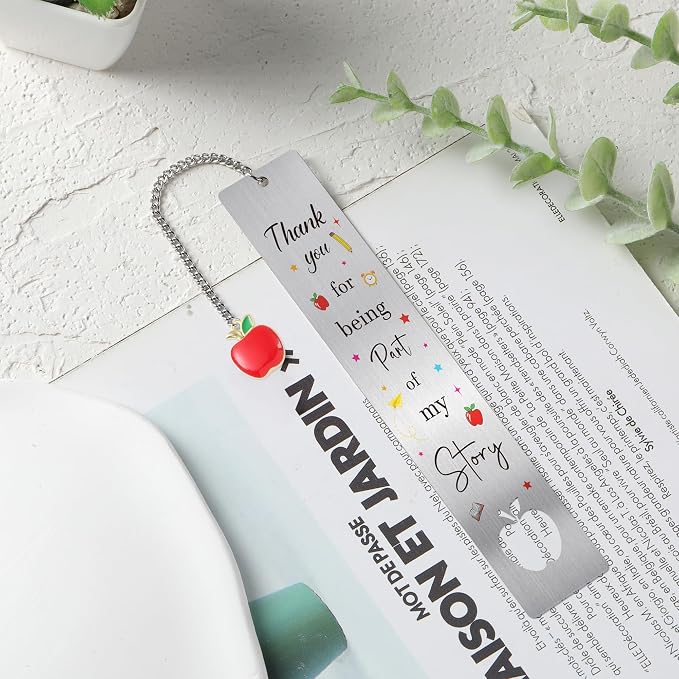 Teacher Appreciation Metal Bookmark, Thank You Teacher Gifts Book Mark for Women Men, Inspirational Page Marker Reading Gift for Teachers Teacher Appreciation Week Retirement Graduation