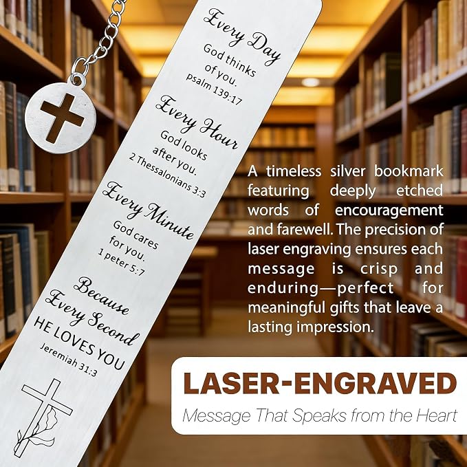 Bible Bookmark Metal Bookmarks Christian Gift for Women Men Girls Boys Baptism and First Communion Graduation and Back to School Religious Inspirational Scripture Verse Bookmark for Book Lovers