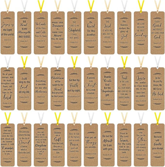 Chinco 120 Pack Kraft Paper Bible Verse Bookmarks Christian Inspirational Quote Motivational Bookmarks for Women Men Religious Positive Page Marker for Church Office Gifts Supplies