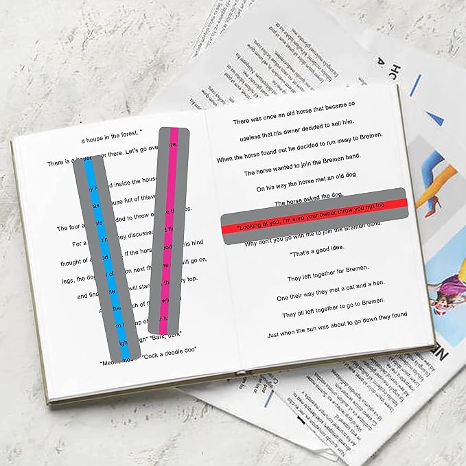 32 Pieces Guided Reading Strips/Colored Overlay/Highlight Strips/Highlighter/Bookmark/Assorted Colors Help with Dyslexia for Children and Teacher Supply Assistant