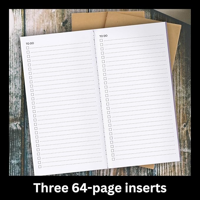 RICCO BELLO Travelers Notebook Refill Inserts, To Do Checklist, Kraft Cover, 4.25 x 8.25 inches (Set of 3)