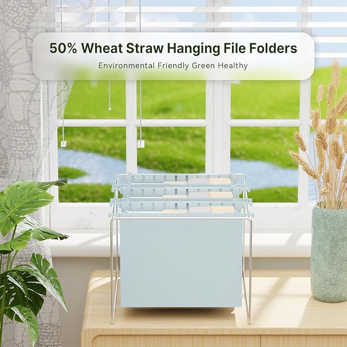 XINGIA Letter Size File Folders Hanging with Tabs,3 Inch Expansion Extra Capacity File Cabinet Folders,6 Pack Plastic Hanging File Folders for Bulky Files,Wheat Straw File Organizer for Office School