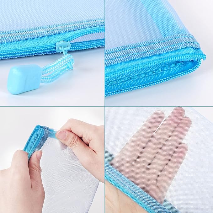 20 Pack Multicolored Zipper Mesh Pouch, Zipper Pencil Pouches Pen Bags, Multipurpose Travel Bags for Cosmetic School Office Supplies and Travel Accessories, 10 Colors (Assorted E)