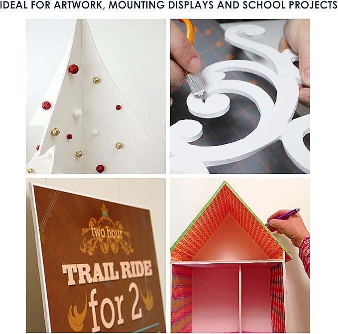 Foam Board 16 x 20 x 3/16" - Premium 12 Pack - White Poster Board, Acid Free, Double Sided, Rigid, Sign Board Foamboard for Mounting, Crafts, Paintings Prints, Art, Display, Presentation and Projects