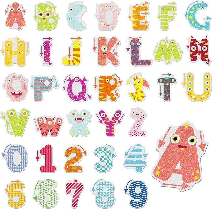 Gersoniel 36 Pcs Anxiety Sensory Stickers Strips Adhesive Textured Mental Health Calm Stickers Mindfulness Fidget Decals Stress Anxiety Relief Items for Therapy Office Desk(Letters and Number)