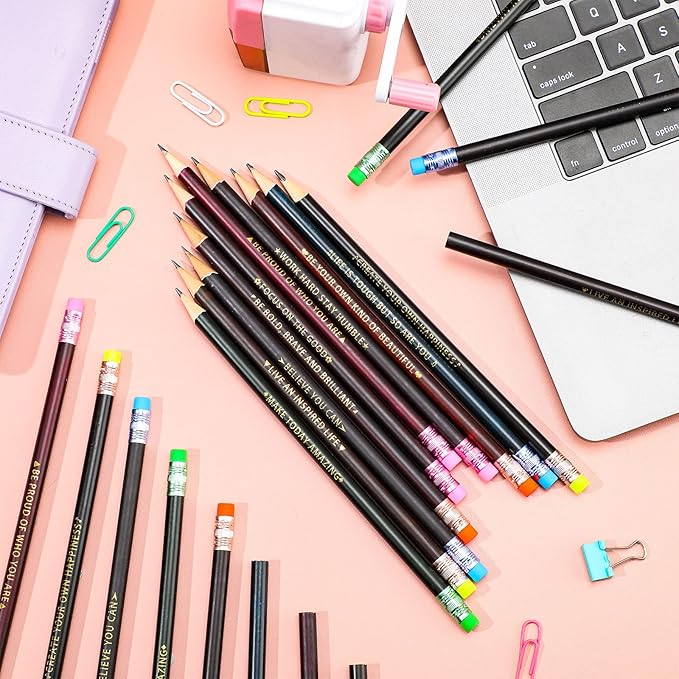 Eersida 120pcs Color Changing Mood Pencils Fun Pencils Bulk for Kids Students Motivational Pencil 2B Assorted Thermochromic Pencil with Eraser (Inspirational)