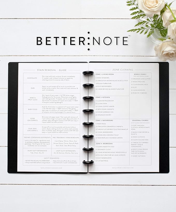 BetterNote Cleaning Plan Refill for Disc Notebook, Daily and Weekly Lists, 6 Month Supply, Fits Happy Planner, Levenger Circa, Staples Arc, TUL (8-Disc, 5.5"x8.5")