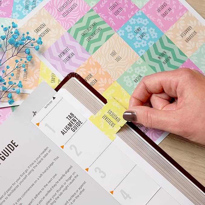 OFFILICIOUS Kawaii Bible Book Tabs – 100 Soft-Touch, Laminated Protestant & Catholic Bible Tabs – Bible Accessories – Durable Tabs for Bible – Bible Tabs Large Print – Pink Bible Tabs for Women