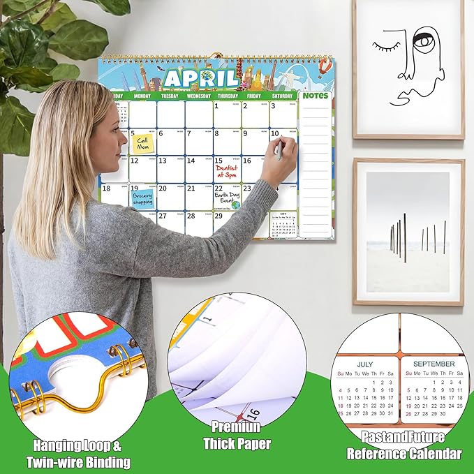 Wall Calendar 2026-2027 (July 2026 - December 2027) - 18 Month Large Hanging Calendar 14.57 x 11.42 Inches, Monthly Planner with Ruled Blocks, Thick Paper, Holidays, To-Do List & Notes for Home, Office, Classroom