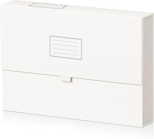 JiaWei Expanding File Folder with Pockets, White Accordian Filing Folder with 7 Pockets. A4 Letter Size Documents Organizer with Labels for Receipt and File Organizer.